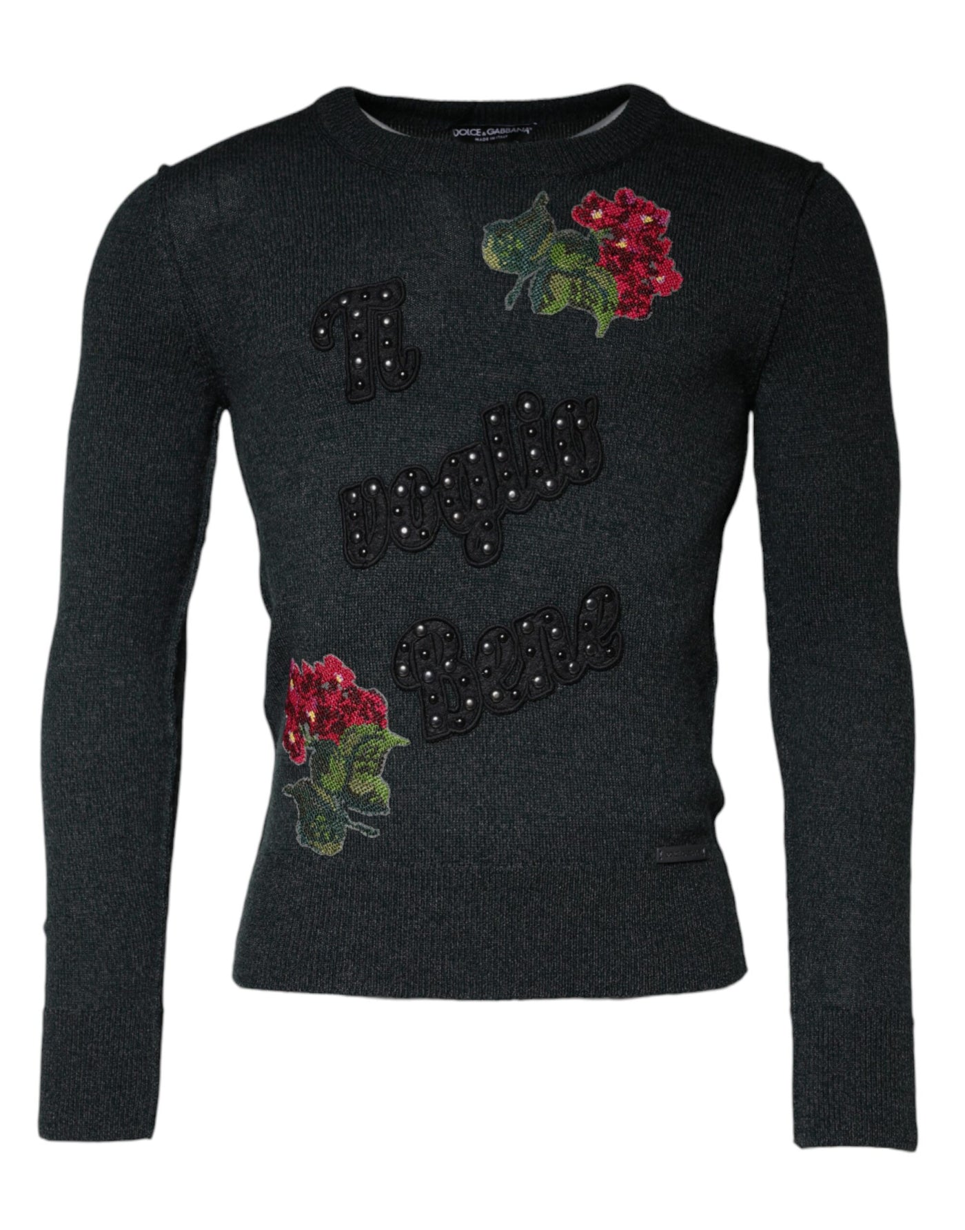 Pull ras du cou gris à ornements Dolce &amp; Gabbana