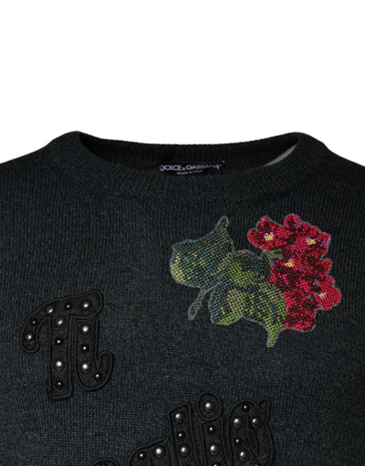 Pull ras du cou gris à ornements Dolce &amp; Gabbana