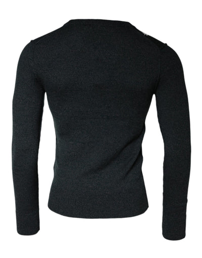 Pull ras du cou gris à ornements Dolce &amp; Gabbana