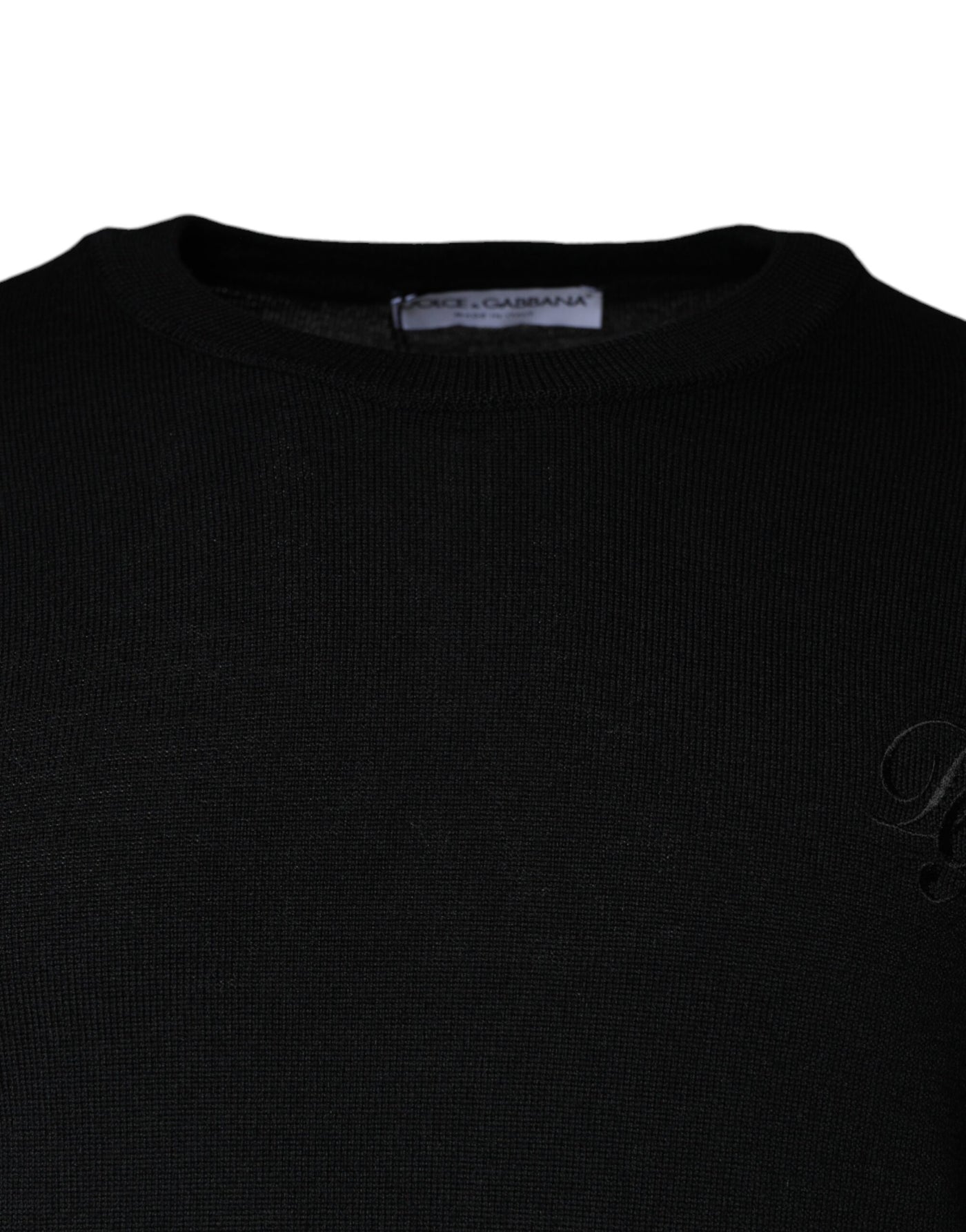 Dolce &amp; Gabbana Zwarte Wollen Gebreide Trui met Ronde Hals