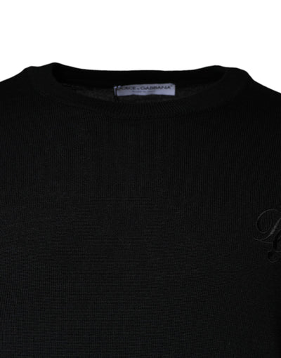 Dolce &amp; Gabbana Zwarte Wollen Gebreide Trui met Ronde Hals