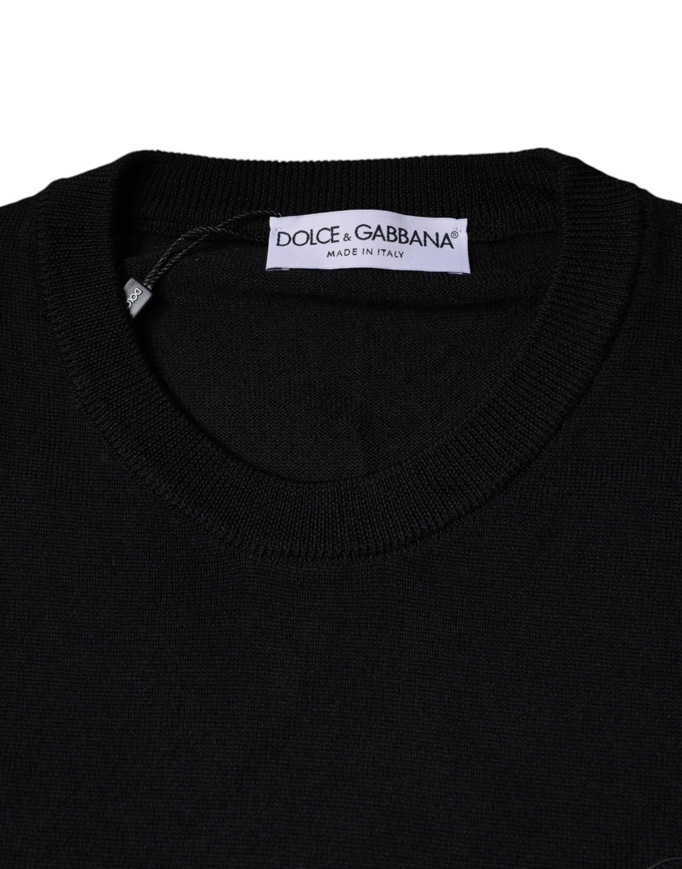 Dolce &amp; Gabbana Zwarte Wollen Gebreide Trui met Ronde Hals