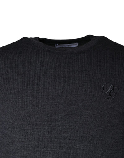 Pull ras du cou en laine gris foncé Dolce &amp; Gabbana