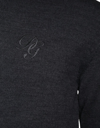 Pull ras du cou en laine gris foncé Dolce &amp; Gabbana