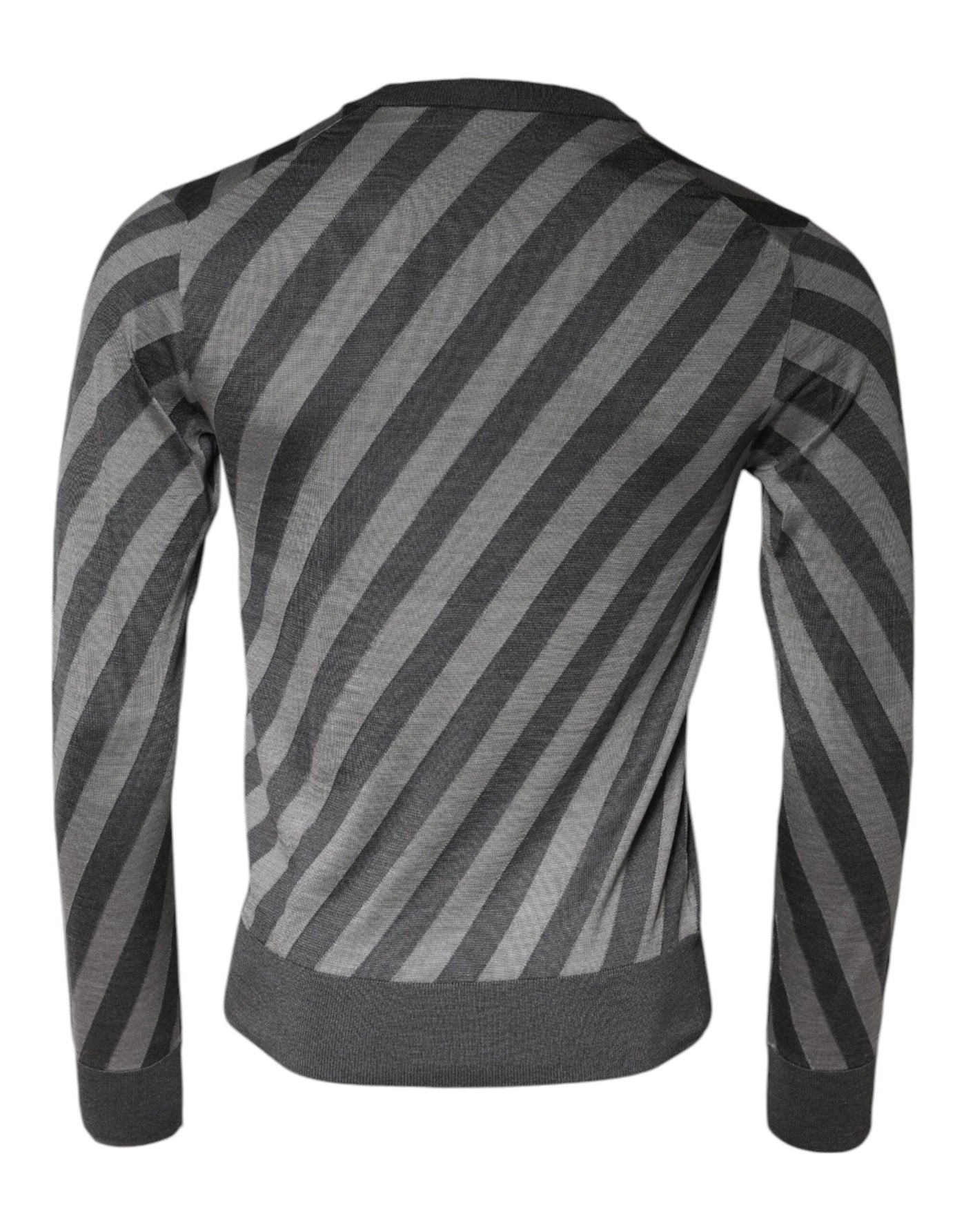 Pull col rond à manches longues et rayures grises Dolce &amp; Gabbana