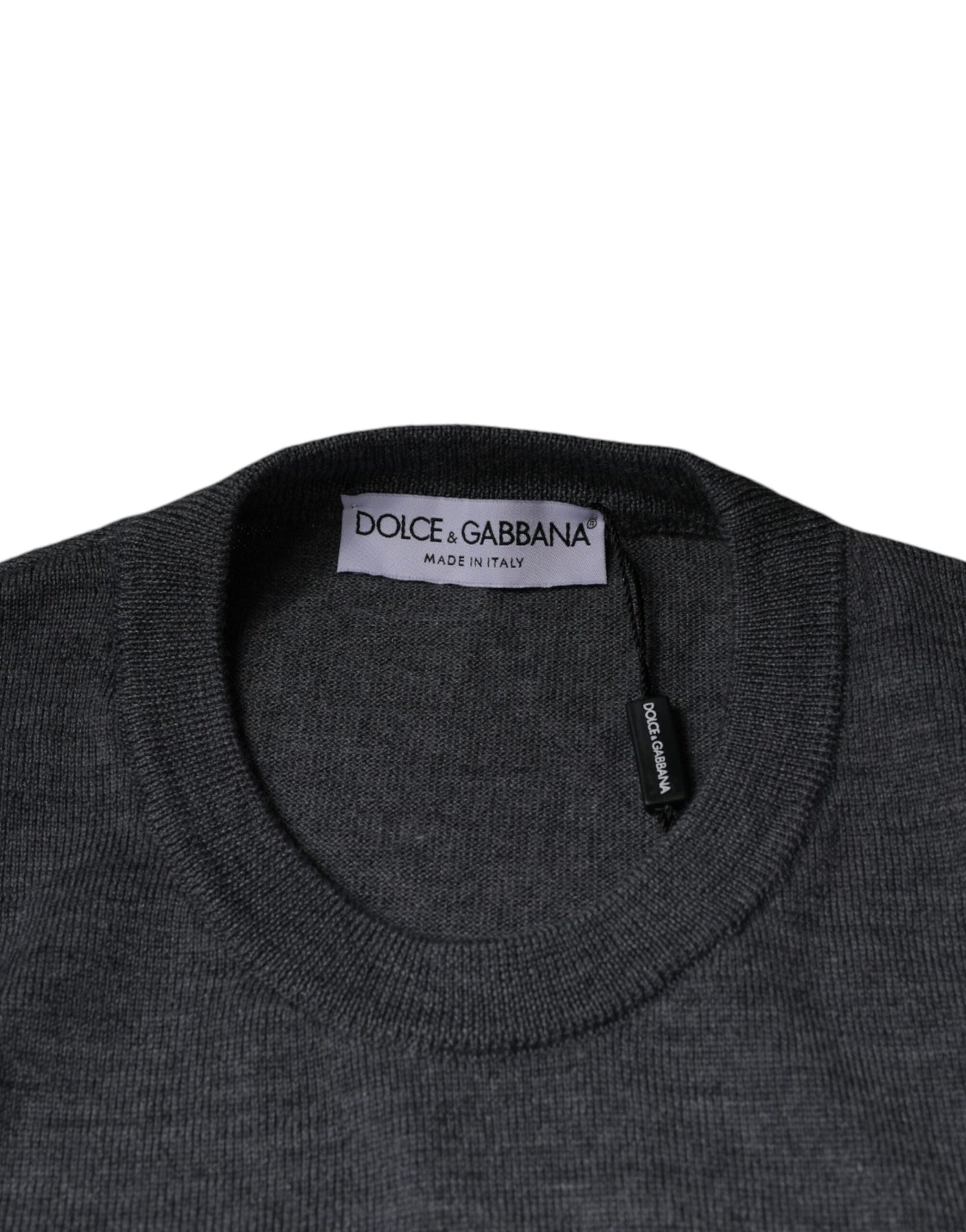 Pull ras du cou en laine gris foncé Dolce &amp; Gabbana