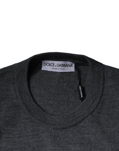 Pull ras du cou en laine gris foncé Dolce &amp; Gabbana