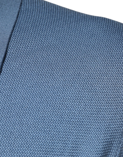 Dolce &amp; Gabbana hemelsblauwe zijden herentrui met kraag