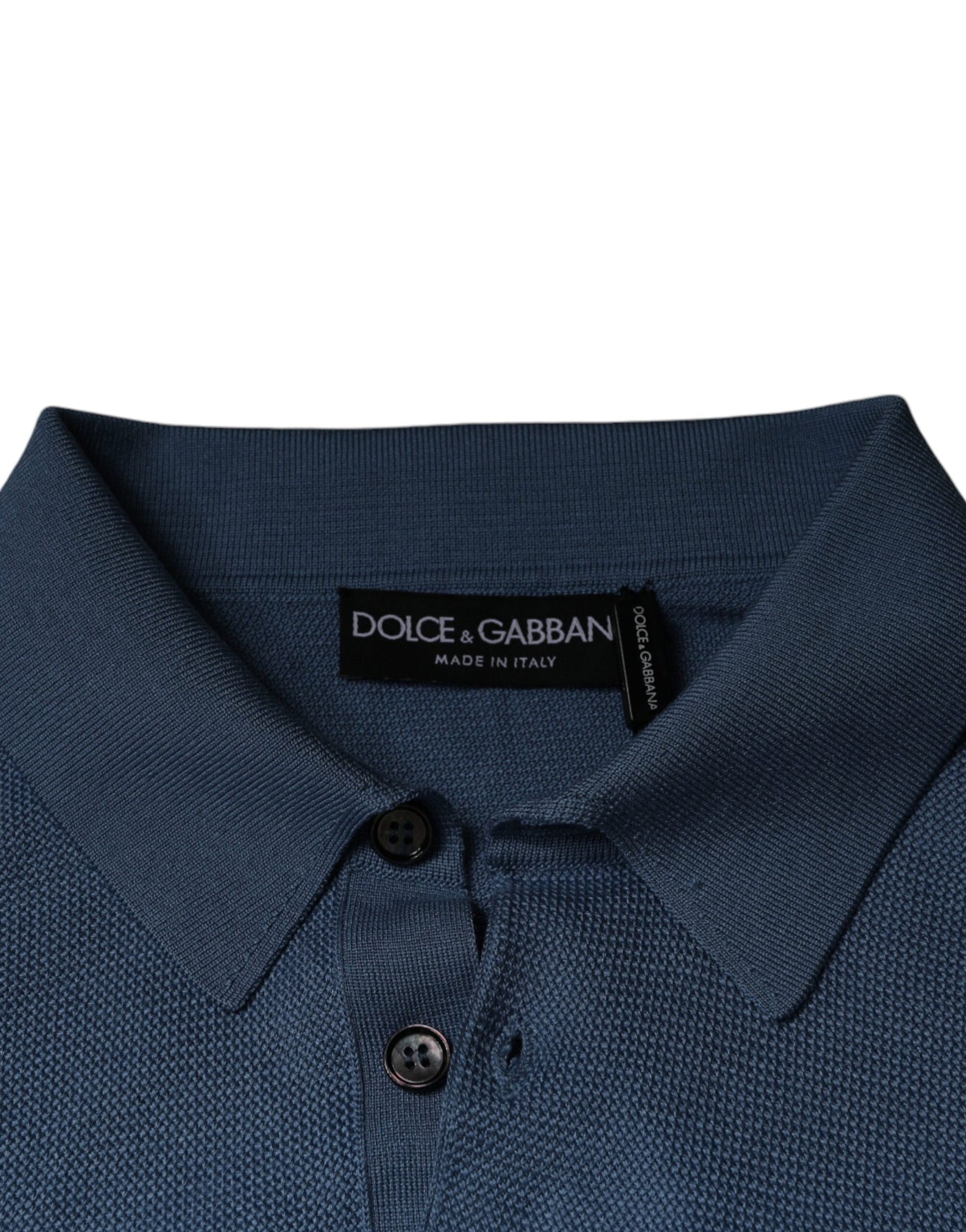 Dolce &amp; Gabbana hemelsblauwe zijden herentrui met kraag