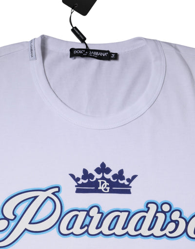 Dolce &amp; Gabbana Wit Paradiso Katoenen T-shirt met Korte Mouwen