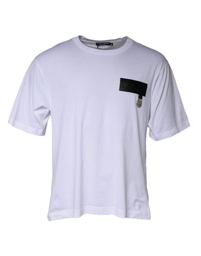 Dolce &amp; Gabbana wit T-shirt met ronde hals van katoen met logopatch