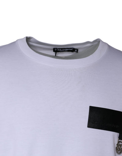 Dolce &amp; Gabbana wit T-shirt met ronde hals van katoen met logopatch