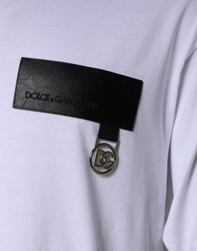Dolce &amp; Gabbana wit T-shirt met ronde hals van katoen met logopatch