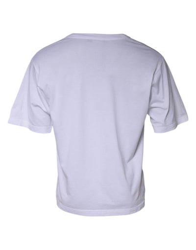 Dolce &amp; Gabbana wit T-shirt met ronde hals van katoen met logopatch