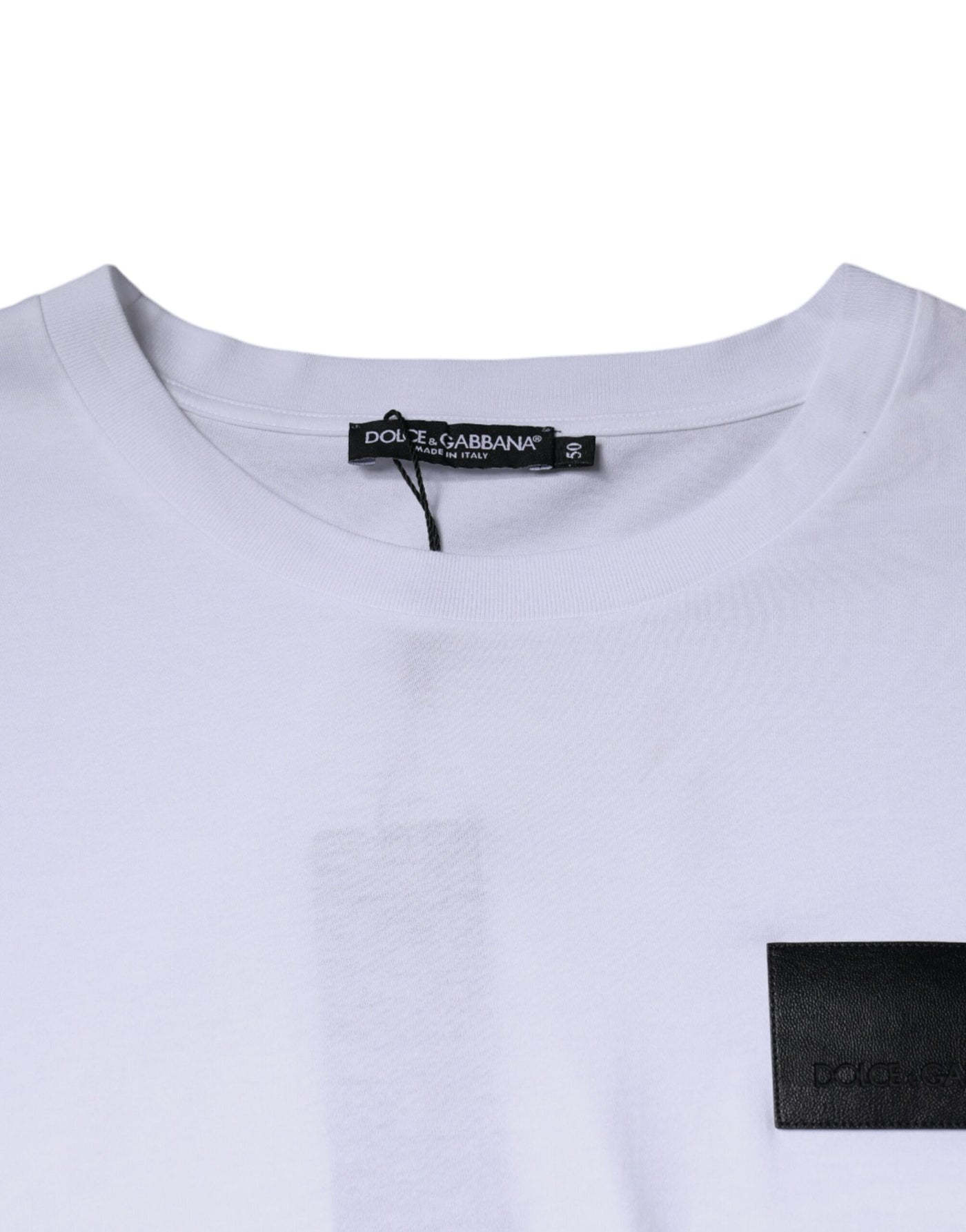 Dolce &amp; Gabbana wit T-shirt met ronde hals van katoen met logopatch