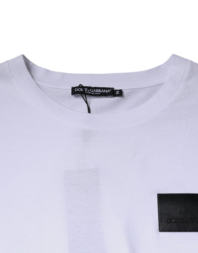 Dolce &amp; Gabbana wit T-shirt met ronde hals van katoen met logopatch
