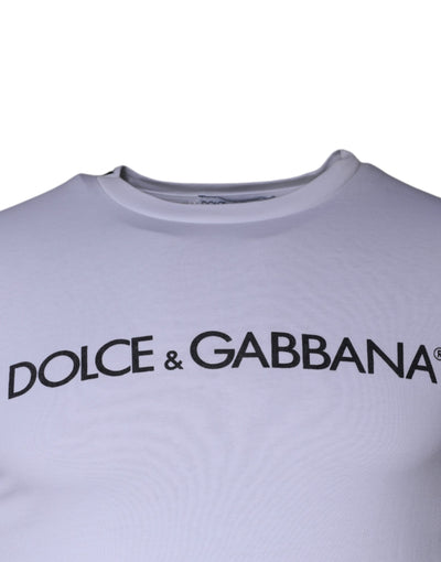 Dolce &amp; Gabbana Wit T-shirt met ronde hals en logoprint van katoen