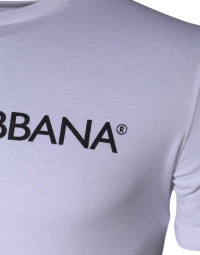 Dolce &amp; Gabbana Wit T-shirt met ronde hals en logoprint van katoen