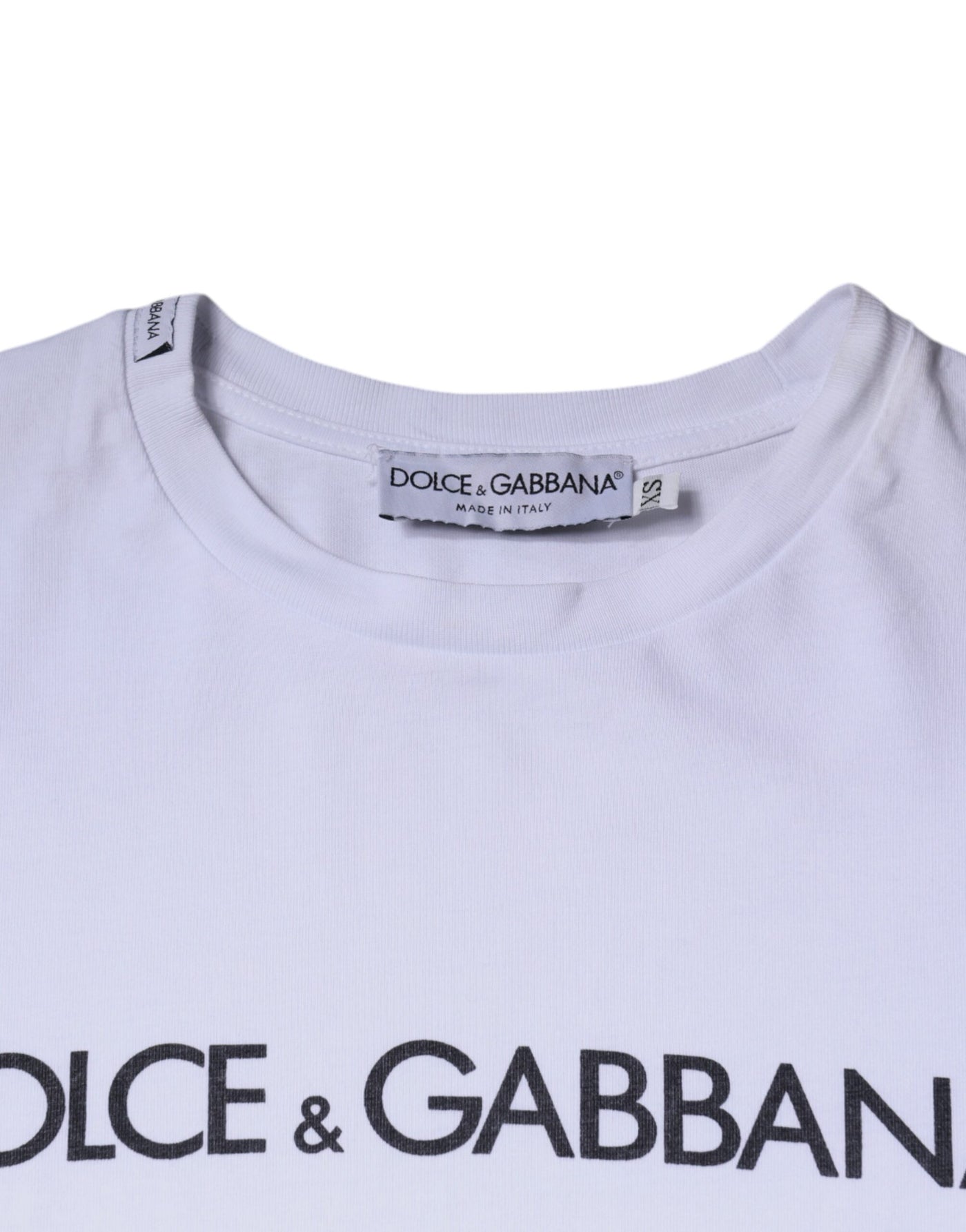 Dolce &amp; Gabbana Wit T-shirt met ronde hals en logoprint van katoen