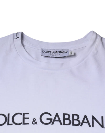Dolce &amp; Gabbana Wit T-shirt met ronde hals en logoprint van katoen