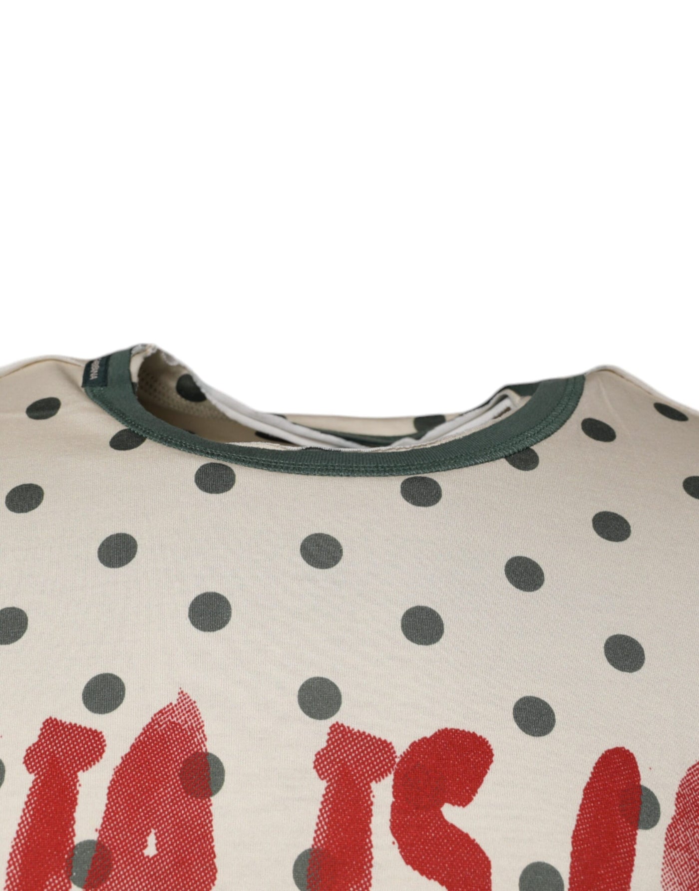 Dolce &amp; Gabbana beige katoenen T-shirt met grafische print en stippen