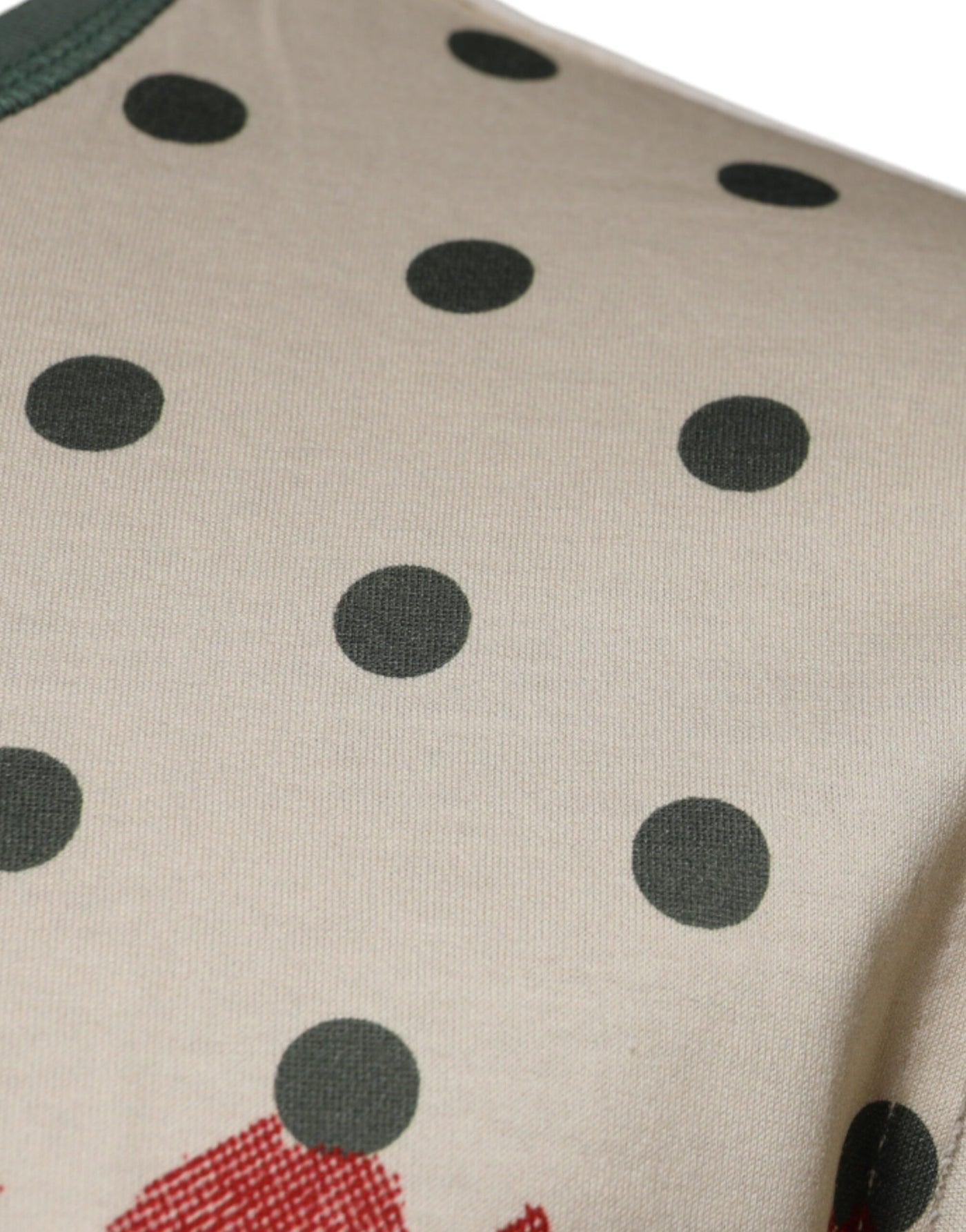 Dolce &amp; Gabbana beige katoenen T-shirt met grafische print en stippen