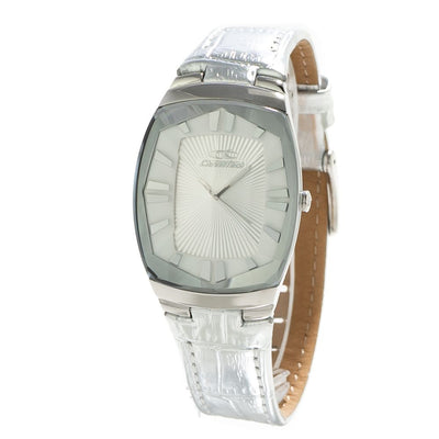 Chronotech Zilveren Leren Horloge