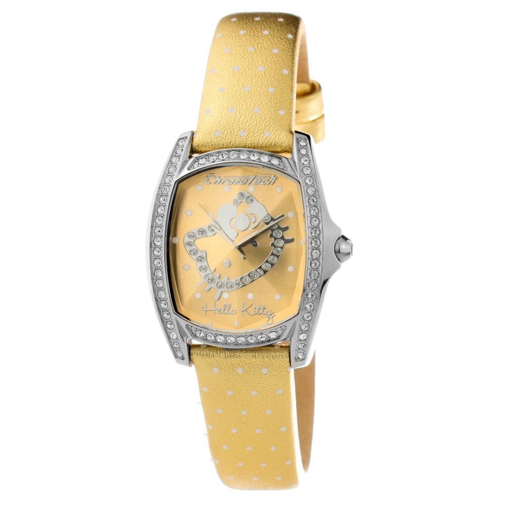 Chronotech Goud Leren Horloge