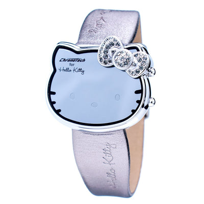 Chronotech Zilveren Leren Horloge