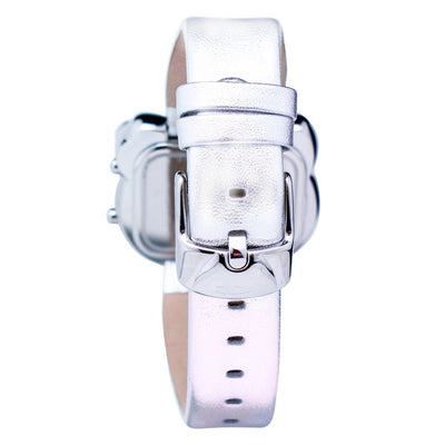 Chronotech Zilveren Leren Horloge
