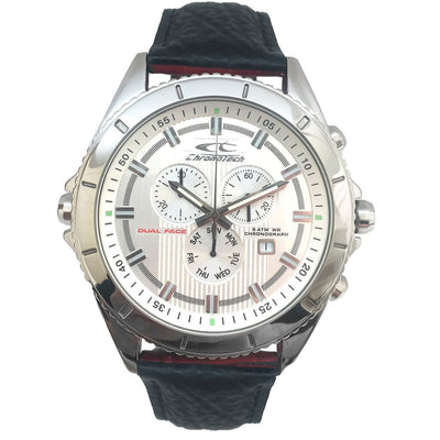 Montre Chronotech en cuir noir