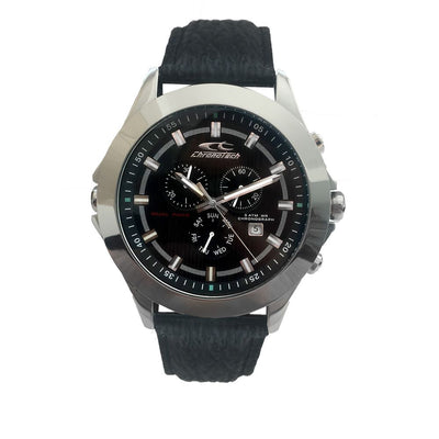 Montre Chronotech en cuir noir