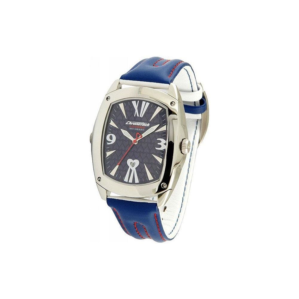 Chronotech Blauw Leren Horloge