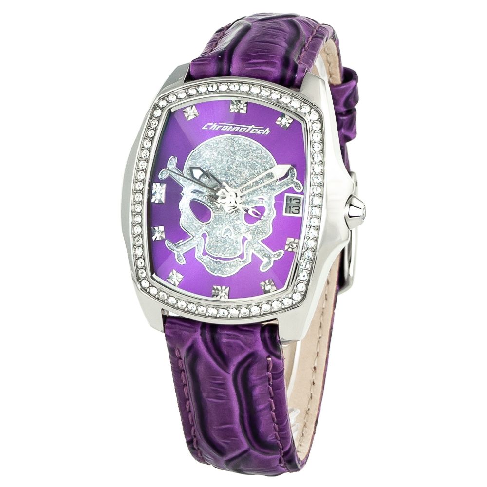 Chronotech Paars Leren Horloge