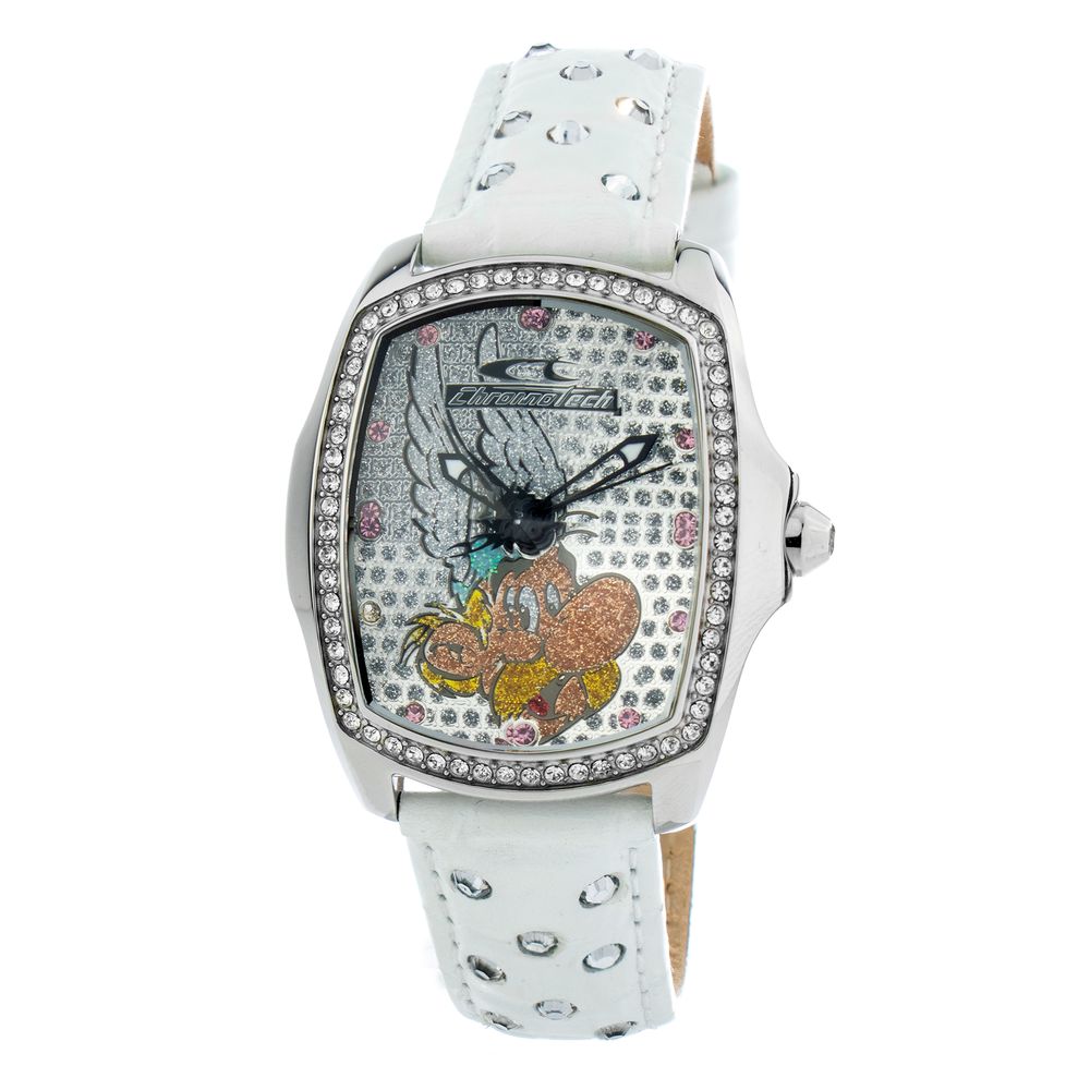 Chronotech Wit Leren Horloge