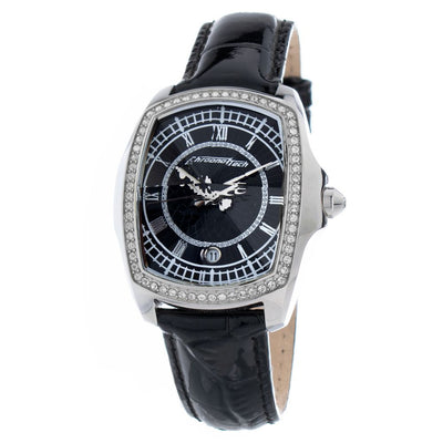Chronotech Zwart Leren Horloge