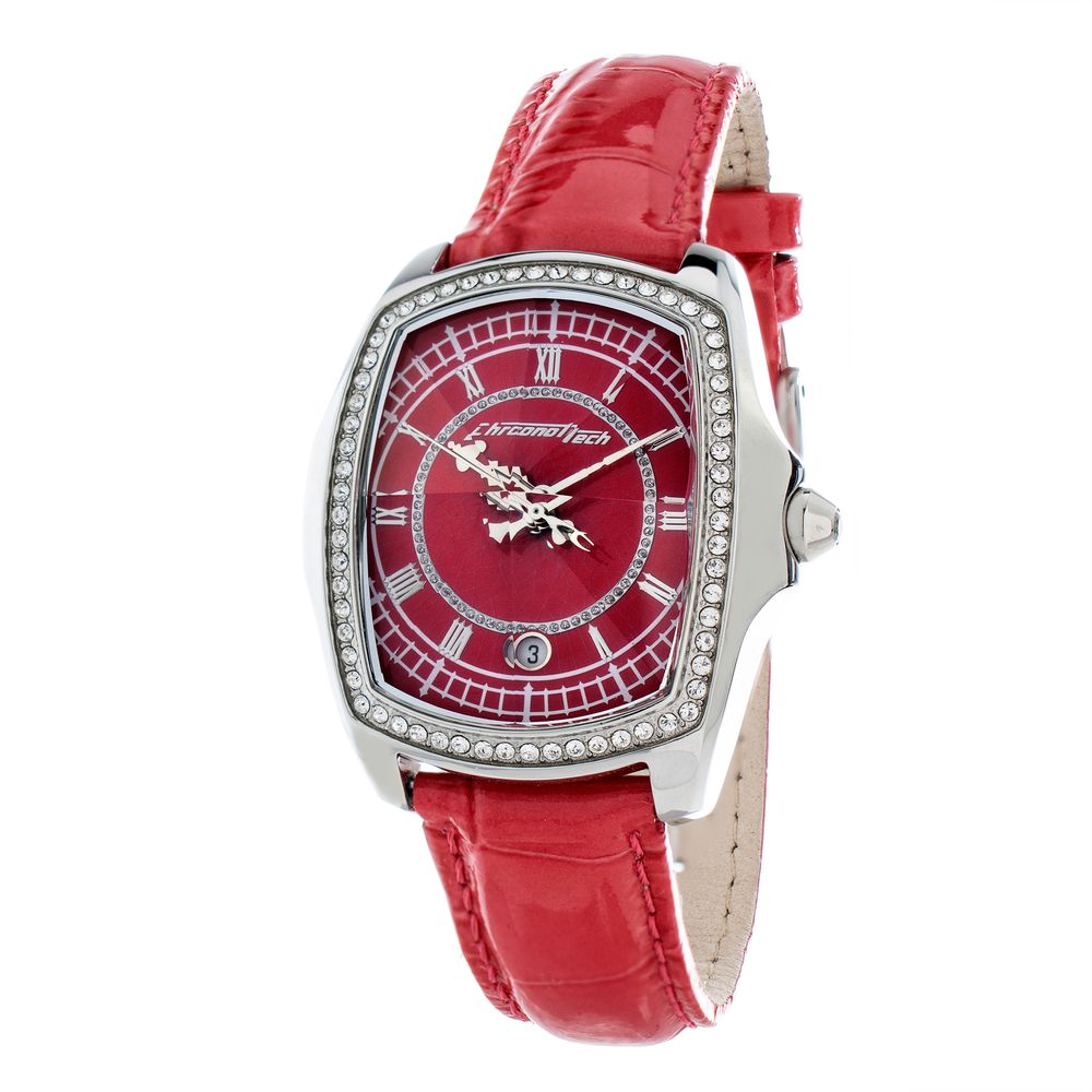Chronotech Zilveren Leren Horloge