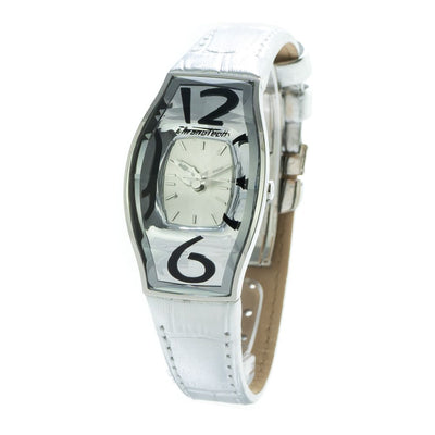 Chronotech Zilveren Leren Horloge