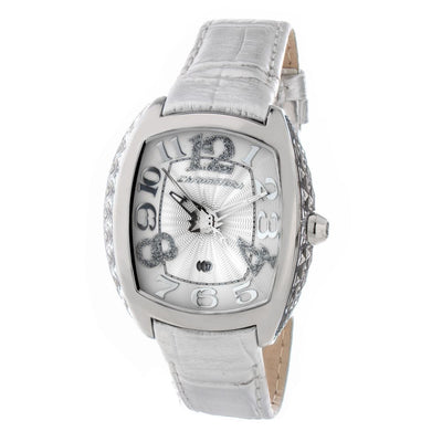 Chronotech Zilveren Leren Horloge