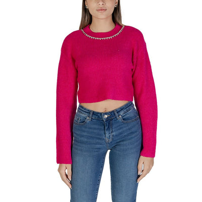 Pull rose en polyester recyclé uniquement