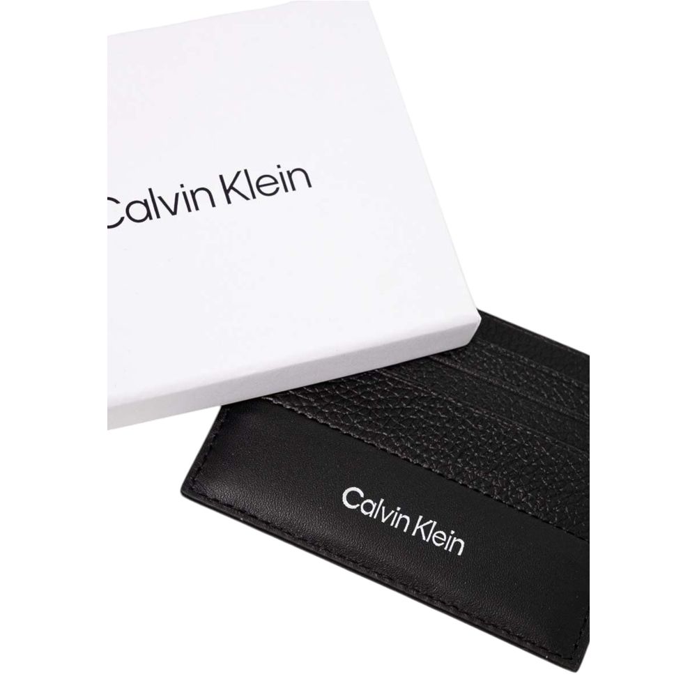 Calvin Klein Zwarte Leren Kaarthouder