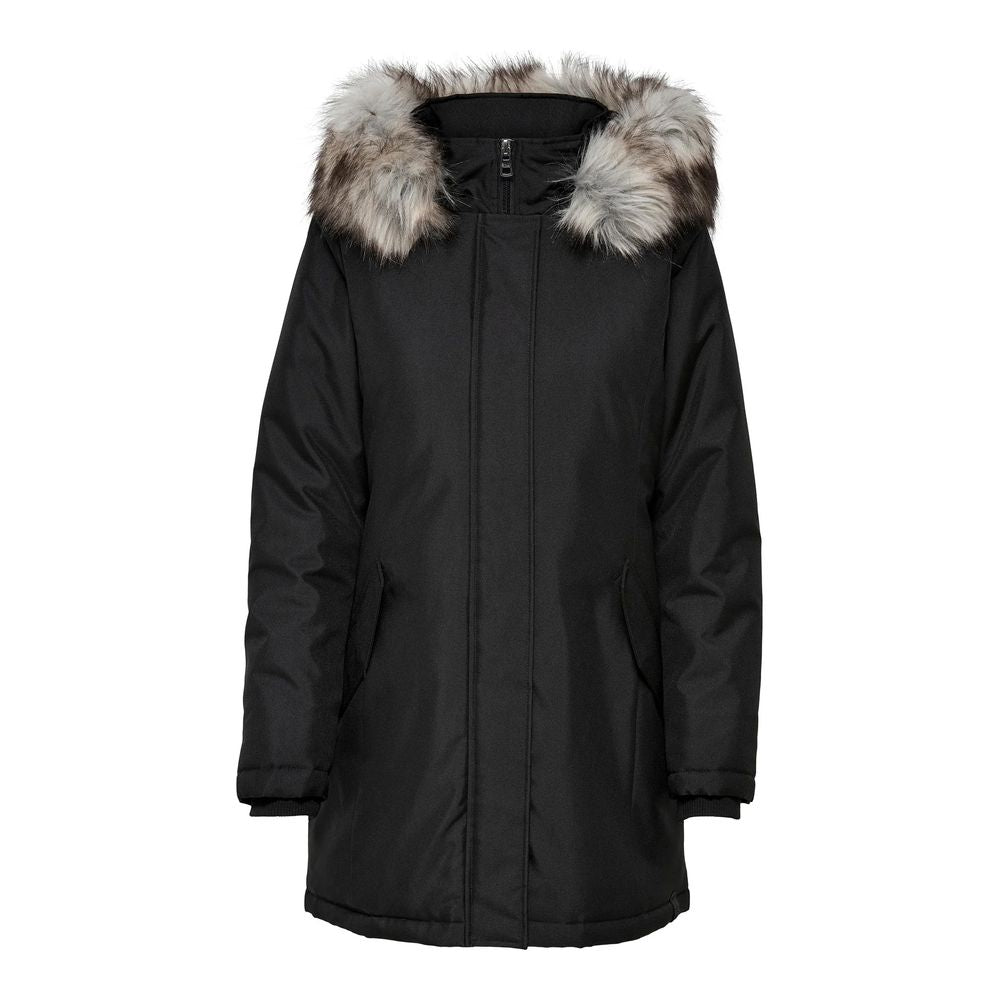 Parka en polyester noir uniquement