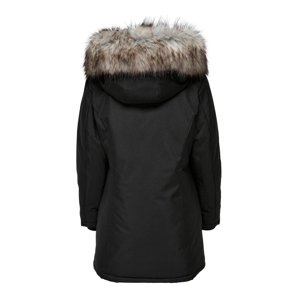 Parka en polyester noir uniquement