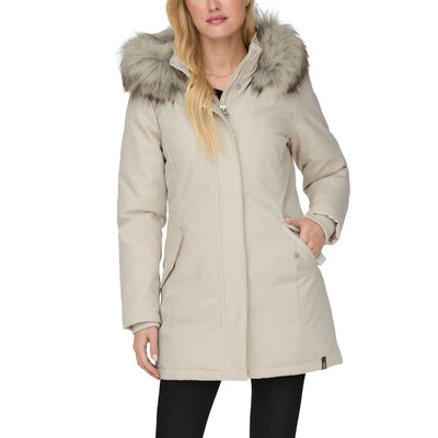 Parka en polyester beige uniquement