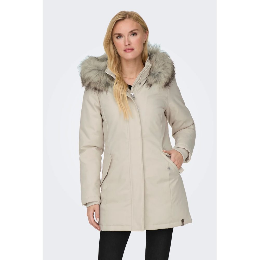 Parka en polyester beige uniquement