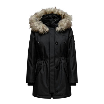 Parka en polyester noir uniquement