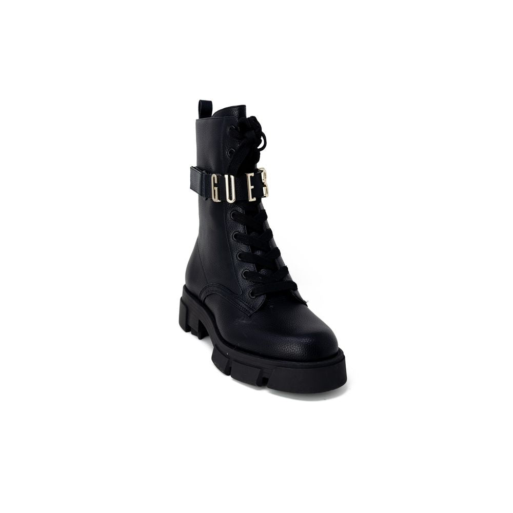 Bottes en cuir artificiel noir Guess