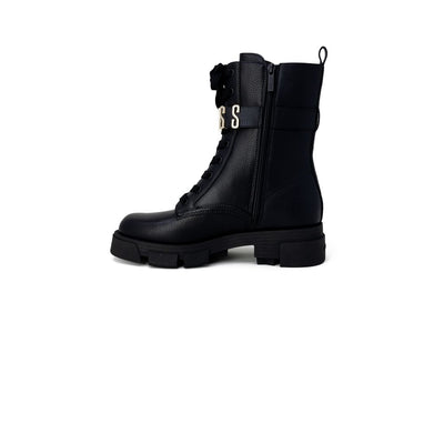 Bottes en cuir artificiel noir Guess