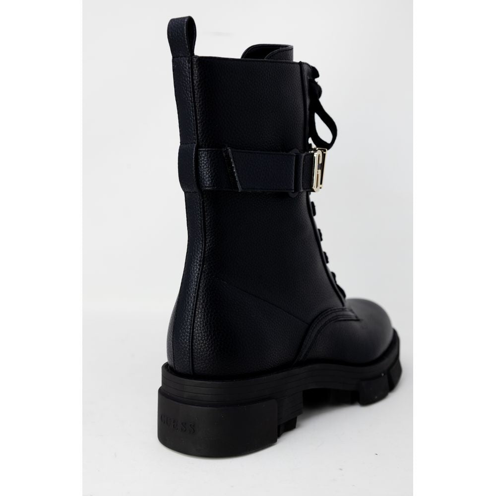 Bottes en cuir artificiel noir Guess