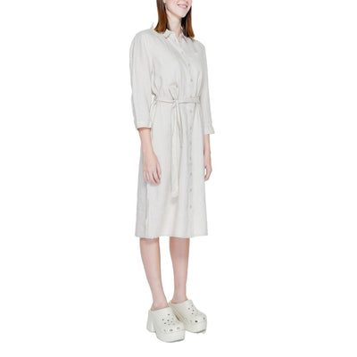 Robe longue en lin beige Street One
